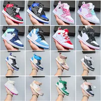 2023 Kids Basketball Shoes 1s 1 Shoes UNC University Blue Infants Toddler Child Designer Pine Green Royal Trainers Obsidian Chicago Bred Low Sneaker 22-37