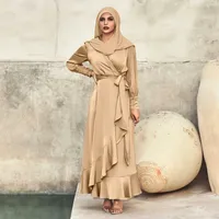 Casual Dresses Muslim Women Satin Smooth Hijab Long Dress Black Full Sleeve Fashion Dubai Morocco Turkey Arabic Oman Clothes New Djellaba Femme W230203
