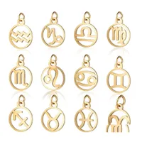Charms 11Mm Stainless Steel Mini Gold 12 Zodiac Sign Diy Constellation For Women Jewelry Making 10Pcs  Lot Drop Delivery Findings Com Otrfj