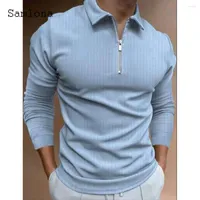 Men's Polos Long Sleeve Polo Shirt 2023 Fashion Zipper Tops Sexy Mens Clothing Autumn Casual Pullovers Male Stripes Tshirt Plus Size S-3XL