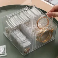Boîtes de rangement Boîte de bijoux anti-oxydation Boîte de maquillage Organisateur de boucles d'oreilles Colliers à main Anneau portable Tiroir transparent