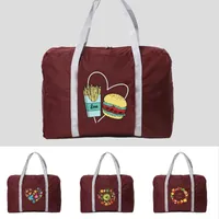 Duffel Bags 2023 Nylon Foldable Travel Unisex Large Capacity Luggage Bag Women Handbags Waterproof Food Series Print