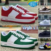 2023 Designer Men Casual Shoes Virgils x 1 Low Sneaker white logo embossed green royal red canvas Black Metallic Silver Luxury mens women Platform Sneakers Size 36-45