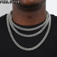 Strands Strings Hip Hop AAA Bling 8MM Miami Cuban Chain 1 Row Iced Out Zircon Paved Necklaces Bracelets for Men Women Jewelry 230202