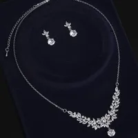 Luxury Flower Jewellery for Wedding CZ Crystal Necklace and Earrings for Women Bridal Stud Earrings Banquet Prom Jewelry Sets Birthday Gifts