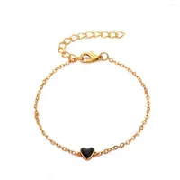 Strand Charm Multicolor Love Peach Heart Pendant Bracelet Vintage Gold Color Metal Thick Chain For Women Party Jewelry Gifts