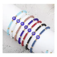 Link Chain Handmade Braided Evil Blue Eye Bracelet Stainless Steel Crystal Beads Bracelets For Women Girls Drop Delivery Jewelry Otr3B