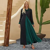Ethnic Clothing Vestidos Zipper Sticthing Islamic Robe De Noel Muslim Abaya Dubai Long Dress Femme Diamond Women's Split Design Bress F2684