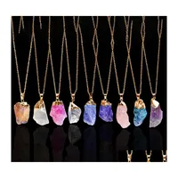 Pendant Necklaces Crystal Quartz Healing Point Chakra Bead Natural Gemstone Necklace Original Women Men Jewelry Plated Gold Chains S Dhuau
