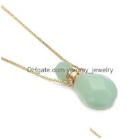 Pendant Necklaces Car For Women Men Trendy Square Shape Natural Stone Necklace Oil Diffuser Vial Per Bottle Jewelry Gift Drop Delive Dhe14