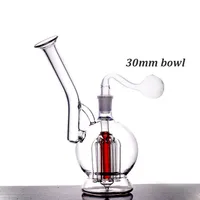 Wholesale Hookahs Dab Oil Bong Heady Recycler Water Pipe 14mm Female Bubbler Ashcatcher Pipes with Big Size 30mm Bowl and Male Oil Burner Pipe