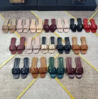 Designer Weave Leather Slipper Womens Leisure Flat Bottom Multicolor Sandal Luxury Sandbeach Shoes Summer Fashion Women Outdoor Slippers