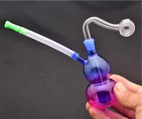 Glass Oil Burner bong Water pipe Pyrex Thick Small Recycler Bubbler Bong MiNi Dab Rigs for Smoking Hookahs with silicone tube