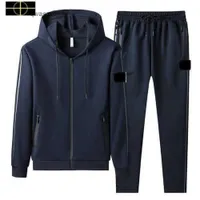 Stone Hoodies Island Sweatshirts Men Autumn Tracksuits Suit Spring and Hooded Gizpered Sweater Designer는 육상 바지 2 피스입니다.