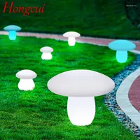 Hongcui Outdoor Mushroom Lawn Lamps With Remote Control White Solar 16 Colors Light Waterproof IP65 For Garden Decoration