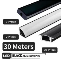 Led Bar Lights 30Pcs Lot 1M Pcs U Ywstyle Aluminum Profile Recessed Frameless Channel Milky Er Black Cabinet Line Strip Lamp Drop De Dh4T8