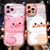 Cartoon -cases Animal Transparant Phone Case voor iPhone 11 12 13 14 Pro Max XS X XR Max 7 8 Plus SE Cute Bumper Back Cover