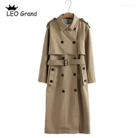 Frauen Trench Coats Vee Top Women Casual Solid Color Double Breasted Outwear Schärpe Büromantel Chic EPAULET Design Long 902229