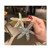 Hair Clips Barrettes Fashion Jewelry Pearls Rhinstone Starfish Clip Barrette Womens Girls Hairpin Drop Delivery Hairjewelry Dhm9J