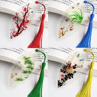 Chinese Bookmark Plum Orchid Bamboo Chrysanthemum Leaf Style Business Travel Gifts