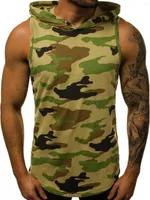 Men's Tank Tops Outdoor Men Fitness Hoodies Sleeveless Bodybuilding Tee Shirt Fashion Stringer Male Workout Hooded Vest Sportswear