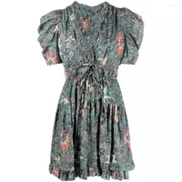 Party Dresses Women Dress 2023 Spring And Summer Ladies Stitching V-neck Printed Mini