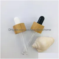 Storage Bottles Jars 100Csp 18Mm 410 Glass Bottle Dropper Cap Natural Wood Grain Bamboo Lid  Wood With Pipette Drop Delivery Home Dhn4W