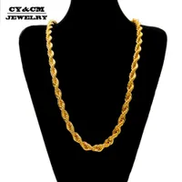 Strands Strings CY CM 10mm Hip Hop Jewelry Punk Rope Chain Iron Iced Out Gold Silver Color Long Twisted Braided Necklace For Men Women 30" 230202