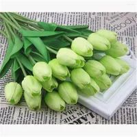 Decorative Flowers 10Pcs lot High Quality 34cm Mini PU Tulip Artificial Silk Home Decorations Accessories For Wedding Party