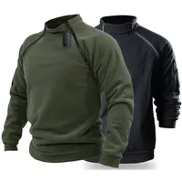 Men's Hoodies Sweatshirts Mens Tactical Outdoor Jacket Stand Collar Solid Sweater Hunting Clothes Warm Zipper Pullover Man Autumn Winter Male Thermal Coat 230202