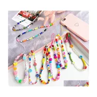 Key Rings Fashion Acrylic Strap Lanyard Colorf Eye Beaded Rope For Cellphone Case Hanging Phone Chain Jewelry Gift 466 H1 Drop Delive Dhbsg