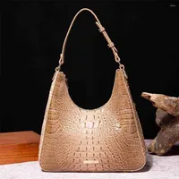 Evening Bags Noble Elegant Women Crocodile Bag Luxury Designer Concave And Convex Print PU Leather Ladies Shoulder Saddle 2023