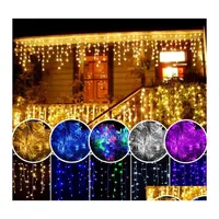 Led Strings Curtain Icicle Light Christmas Lights 3.5M Droop 0.40.6M Outdoor Decoration 220V 110V Holiday Year Garden Drop Delivery L Dhogw