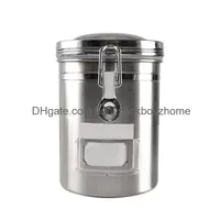 Storage Bottles Jars Coffee Bean Container With Built In Gift Labeled Window Keep Fresh Restaurant Easy Clean Stainless Steel Home Dh2Zj