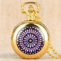 Pocket Watches the Rose Window Stained Glass Notre Dame de Paris Cathedral Quartz Watch Symbol of Culture As Collectible