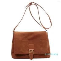 Abendtaschen Jin Mantang Vintage gro￟e Kapazit￤t Frauen Schulterdesigner 77 Luxus Wildleder Crossbody Tasche Feste Farbklappe Tasche Tasche