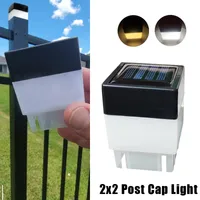 Solar Garden Lights 2x2 LED Solar Post Cap Lamps Square Outdoor Waterproof Powered Pelar Lights For Smides j￤rnstaketets tr￤dg￥rdsbakg￥rdar