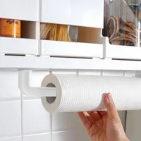 Kitchen Storage Multifunctional Wall Mounted Hook Rack Tissue Toilet Paper Towel Holder Utensil Shelf Tool Accessories