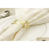 Napkin Rings 12 Pcs Five Pointed Star Buckle Metal Ring Gold Cloth Drop Delivery Home Garden Kitchen Dining Bar Table Decoration Acce Dhzow