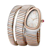 2023New Women Watch Snake Bangle Silver Rose Gold Long Bracelet Quartz Stainless Steel Sapphire Wristwatch