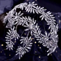 Hair Clips & Barrettes Wedding Accessories Leaf Headbands Tiaras Crystal Rhinestones Crowns Headpieces Brides Evening Dress Bridal Jewelry