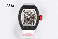 BBR Carbon Fiber watch men watches 055 RMUL2 One Piece White Gem Shock Absorber Movement Black Carbon fiber dial 49.90x42.70mm thickness with 13.5MM natural rubber