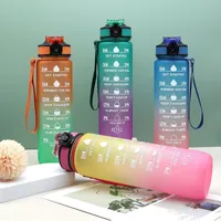 Botellas de agua Sports 1 litro con viajes al aire libre de paja Portable Clear 32oz Plastic My Drink BPA GRATIS 230204