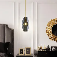 Pendant Lamps Postmodern Luxury Crystal LED Lights Single Head Dining Table Bar Copper Lighting Restaurant Bedroom Hanging