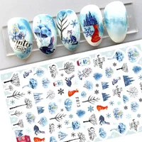 Nail Stickers Adhesive Art Design Brand Transfer Sticker Winter Deco Manicure Tree Decal For Nails