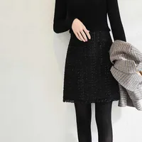  women's Light clothing 2022 autumn and winter new black short A-line temperament high waist wrap hip mature