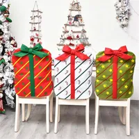 Chair Covers Christmas Back Cover Cute Bow Gift Package Restaurant Home Year Decor Cartoon CoverChair