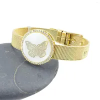 Link Bracelets 2023 Butterfly Shell Zircon Charm Bracelet For Woman Man Mesh Stainless Steel Strap Bangle Jewelry Gift