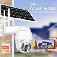 Solar Camera 4G Wifi PIR Human Detection Battery Power Two Way Audio PTZ Color Night Vision CCTV Security IP Cameras