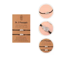 Charm Bracelets 2Pcs Decorative Adjustable Wristband With Wishing Gifts (Black)